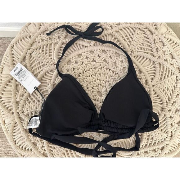 Shade and Shore Black Double Tunnel Triangle Bikini Top Size Medium New - Picture 3 of 4